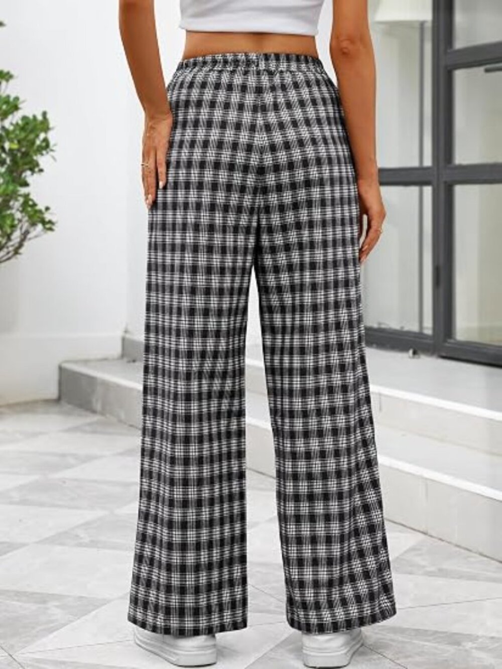ANRABESS Women's Gingham Striped Pants (L) 12-14 - Picture 3 of 4